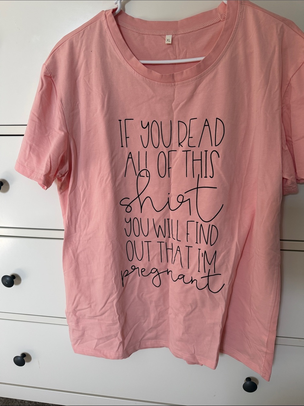 Women's Pink Short Sleeve Pregnancy Announcement Tee